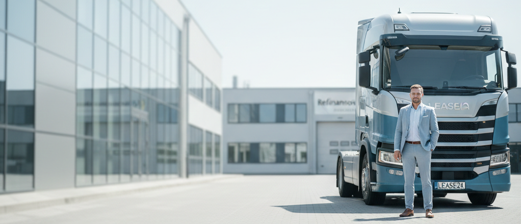 Refinansowanie wykupu ciągnika siodłowego z najmu i leasingu – Ekspert Lease24 przy ciężarówce Scania.